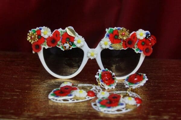 SOLD! 2718 Set Of Earrings+ Baroque Poppy Daisy Ladybug Sunglasses - Image 6