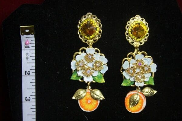 SOLD! 2728 Baroque Enamel Orange Fruit Studs Earrings - Image 5