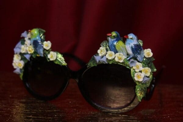 SOLD! 2737 Hand Painted Enamel Birds Floral Sunglasses - Image 4