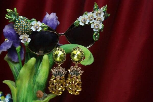 SOLD! 2739 Baroque Rococo Crystal Pineapple Flower Hand Painted Sunglasses - Image 2