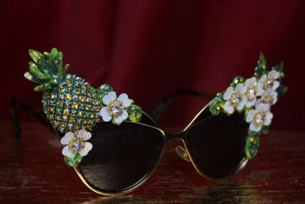 SOLD! 2739 Baroque Rococo Crystal Pineapple Flower Hand Painted Sunglasses - Image 5