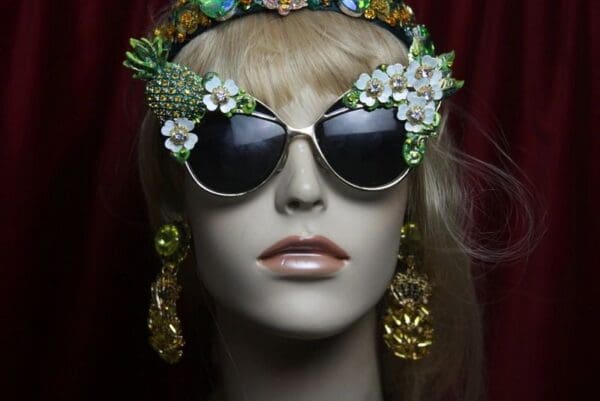 SOLD! 2739 Baroque Rococo Crystal Pineapple Flower Hand Painted Sunglasses - Image 7