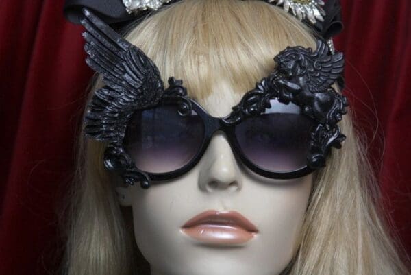 SOLD! 2743 Black Winged Pegasus Baroque Sunglasses