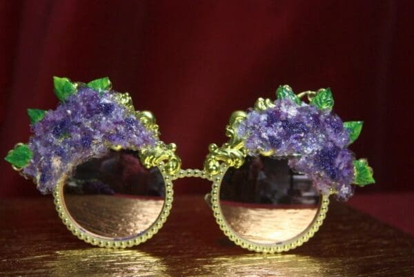 SOLD! 2747 Baroque Hydrangea 3D Effect Gold Filigree Baroque Sunglasses - Image 2