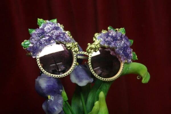 SOLD! 2747 Baroque Hydrangea 3D Effect Gold Filigree Baroque Sunglasses - Image 7