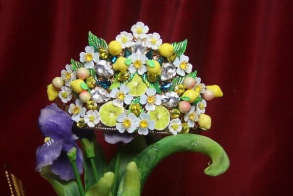 SOLD! 2748 Sicilian Lemon Fruit Baroque Tall HAnd Painted Crown - Image 8