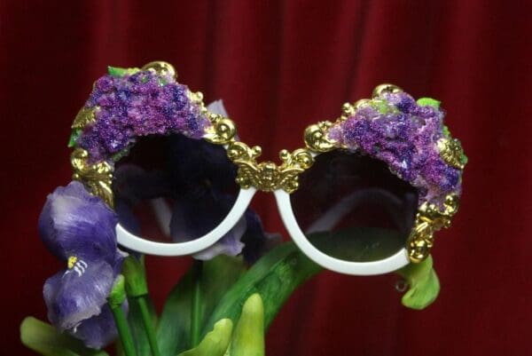 SOLD! 2749 Hydrangea 3 D Effect Baroque Gold Filigree Sunnies
