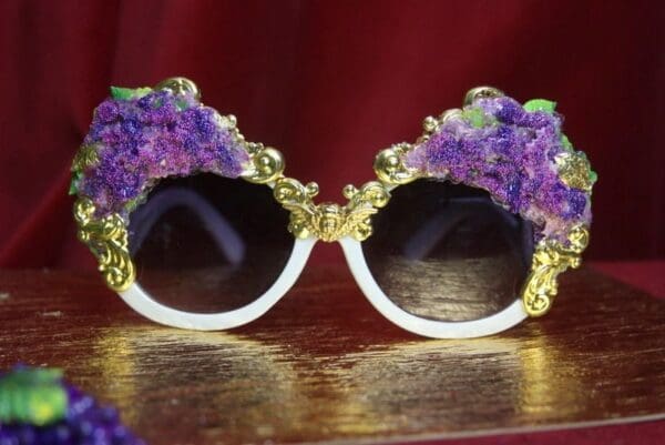 SOLD! 2749 Hydrangea 3 D Effect Baroque Gold Filigree Sunnies - Image 9