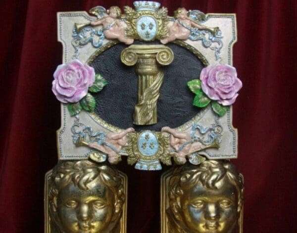 SOLD!2758 Hand Painted Unique Roman Column Cherubs Handbag Trunk