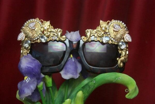 SOLD! 2759 Total Baroque Crystal CLear Bee Curves Embellished Sunglasses - Image 3