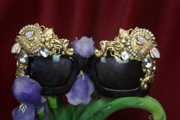 SOLD! 2759 Total Baroque Crystal CLear Bee Curves Embellished Sunglasses - Image 4