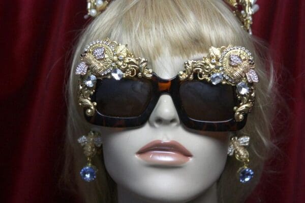 SOLD! 2759 Total Baroque Crystal CLear Bee Curves Embellished Sunglasses - Image 7