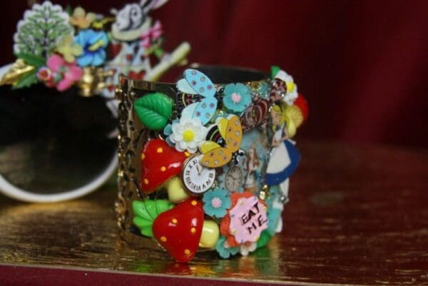 SOLD! 2780 Set Of Alice In Wonderland Cuff Plus Earrings - Image 4