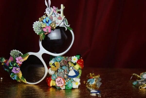 SOLD! 2780 Set Of Alice In Wonderland Cuff Plus Earrings - Image 7