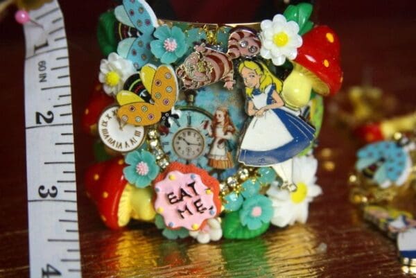SOLD! 2780 Set Of Alice In Wonderland Cuff Plus Earrings - Image 8