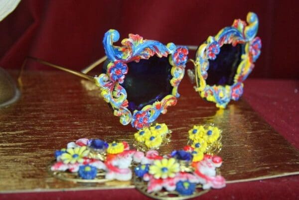 SOLD! 2797 Baroque Colorful Curves Hand Painted Embellished Sunglasses - Image 7