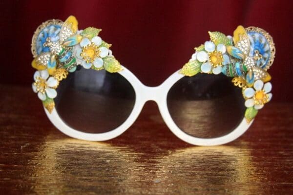 SOLD! 2806 Baroque Bee Flower Hand Painted Embellished Sunglasses - Image 3