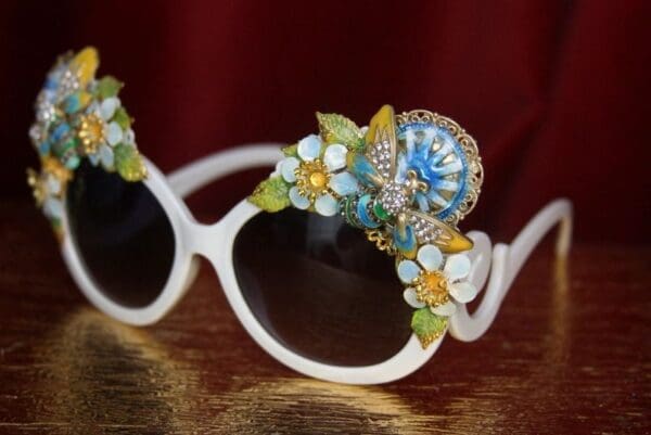 SOLD! 2806 Baroque Bee Flower Hand Painted Embellished Sunglasses - Image 5