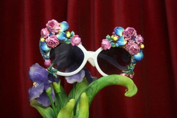 SOLD! 2818 Hand Painted Baroque Roses Funky Sunglasses - Image 5