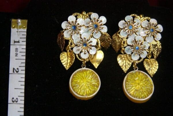 SOLD! 2831 Sicilian Lemon Fruit Hand Painted Flower Studs Earrings - Image 7