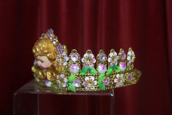 SOLD! 2875 Rococo Hand Painted Stunning Cherub Putti Crown - Image 9