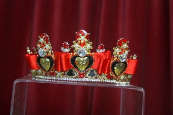 SOLD! 2924 Set Of Baroque Bow Black Heart Flower Pearl Crown Tiara+ Earrings - Image 6