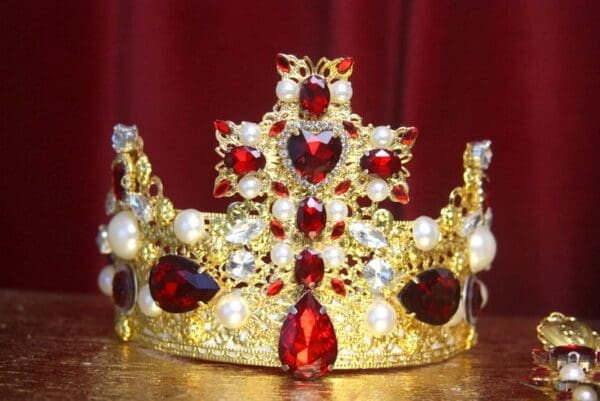 SOLD! 2935 Alta Moda Red Cross Crystal Srunning Pearl Headband Crown - Image 3