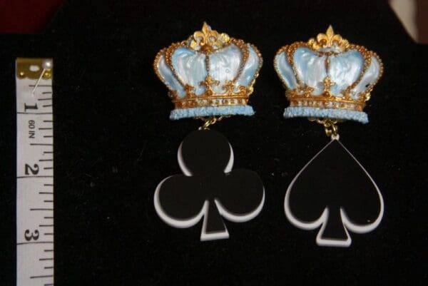 SOLD! 2959 Spring 2018 Hand PaintedCrown Playing Cards Earrings - Image 6