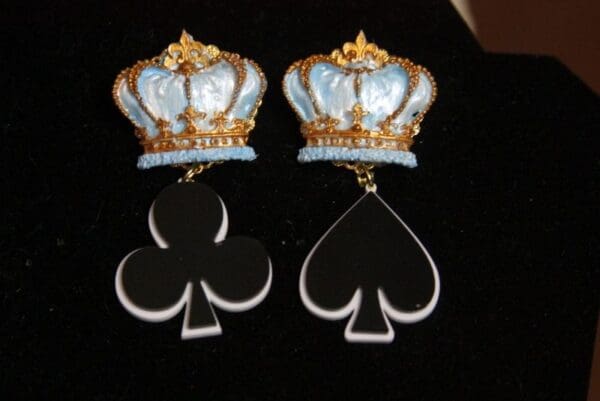 SOLD! 2959 Spring 2018 Hand PaintedCrown Playing Cards Earrings - Image 7