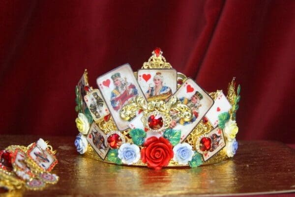 SOLD! 3021 Playing Cards Victorian Roses Crown Headband - Image 8