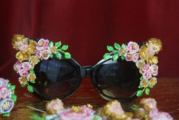 SOLD! 3617 Total Baroque Faced Cherubs Vintage Style Hand Painted Embellished Sunglasses - Image 2