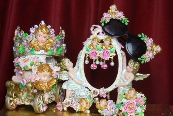 SOLD! 3617 Total Baroque Faced Cherubs Vintage Style Hand Painted Embellished Sunglasses - Image 7