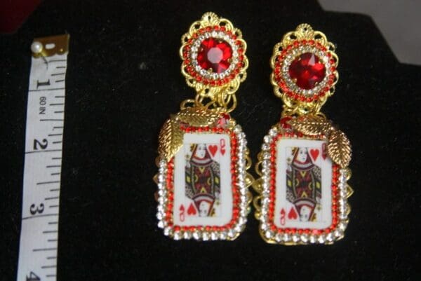 SOLD! 3048 Queen Of Hearts Playing Cards Trendy Earrings - Image 6