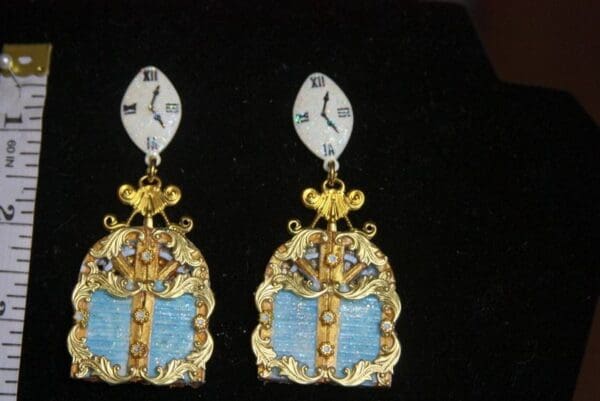 SOLD! 3071 Hand Painted Magical Door Clock Unusual Unique Earrings - Image 3