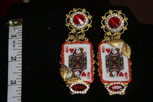 SOLD! 3108 Queen Of Hearts Playing Cards Trendy Earrings - Image 2