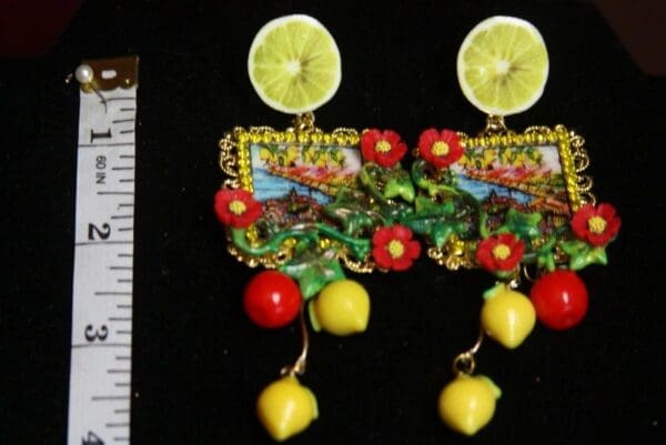 SOLD! 3109 Italian Tile Sicilian Lemon Print Tomato Studs - Image 2