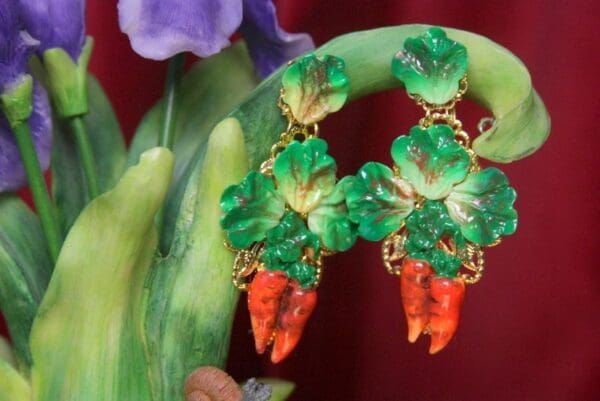 SOLD! 3116 Spring 2018 Hand Painted Carrot Runway Earrings - Image 5