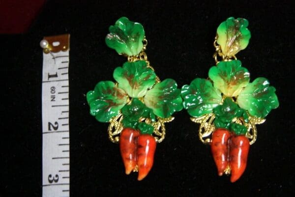 SOLD! 3116 Spring 2018 Hand Painted Carrot Runway Earrings - Image 6