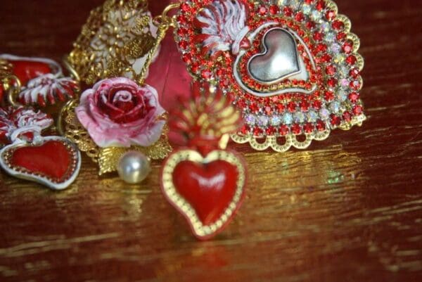 SOLD! 3133 Sacred Heart Hand Painted Adjustable Ring - Image 6