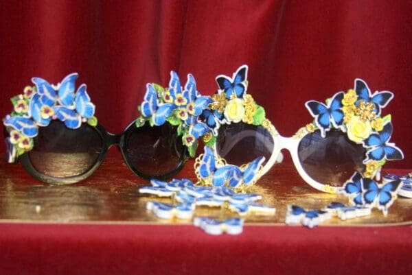 SOLD! 3160 Fancy Vivid Butterfly Hand Paonted Flower Summery Shades Sunglasses - Image 7