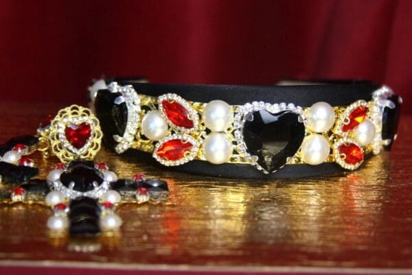 SOLD! 3195 Baroque Black Red Crystal Flower Crown Headband - Image 5