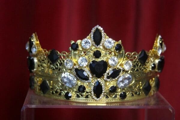 SOLD! 3196 Baroque Black Flower Crystal Flower Crown Headband - Image 8