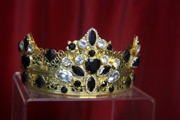 SOLD! 3196 Baroque Black Flower Crystal Flower Crown Headband - Image 5