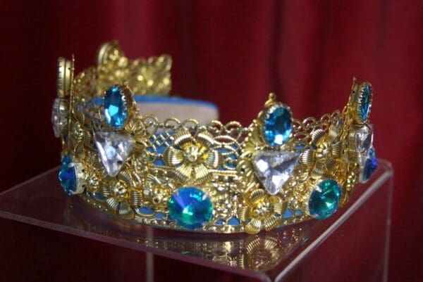 SOLD! 3199 Set Of Elegant Aqua Rhinestones Crystal Headband+ Earrings - Image 6