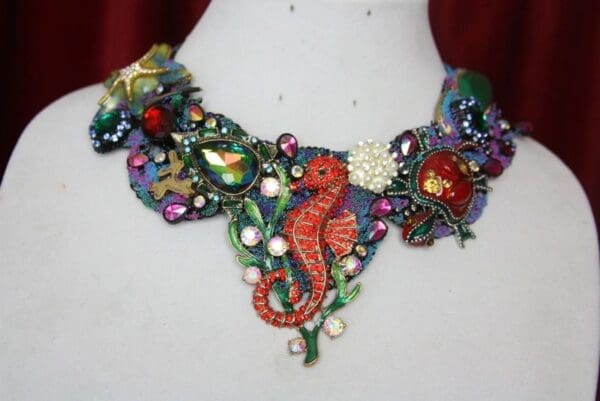 SOLD! 3234 Nautical Ctystal Seahorse Turtle Seastar Necklace