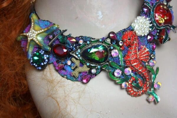 SOLD! 3234 Nautical Ctystal Seahorse Turtle Seastar Necklace - Image 7