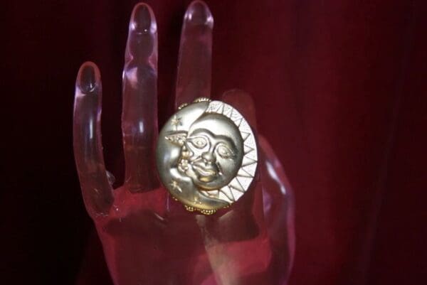 SOLD! 3245 Massive Sun Moon Metal Adjustable Cocktail Ring - Image 3