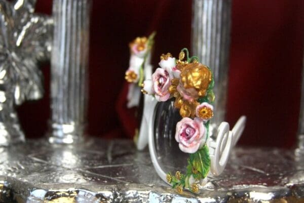 SOLD! 3246 Total Baroque Sleeping Cherubs Hand Painted Flowers White Sunglasses - Image 3