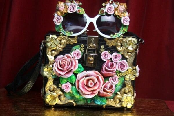 SOLD! 3252 Total Baroque Hand Painted Roses Trunk Handbag - Image 2