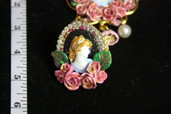 SOLD! 3262 Victorian Vintage Cameo Hand Painted Adjustable Cocktail Ring - Image 2